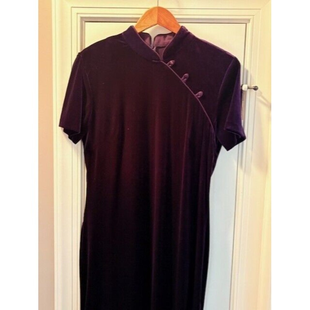 Vintage 90s Nina Piccalino Purple Velvet Maxi Gown Size 12